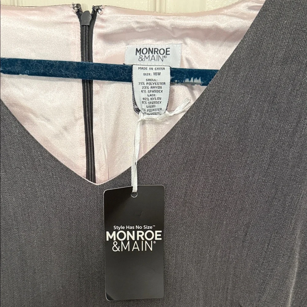 Monroe & Main Elegant Charcoal Long Sleeve Dress - Picture 2 of 3